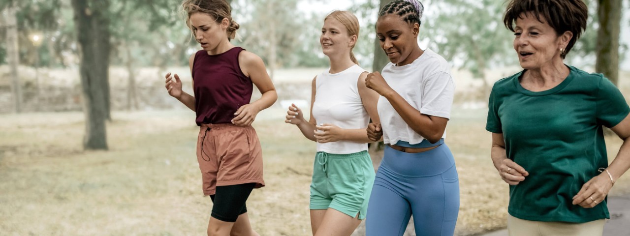 Four women walking.